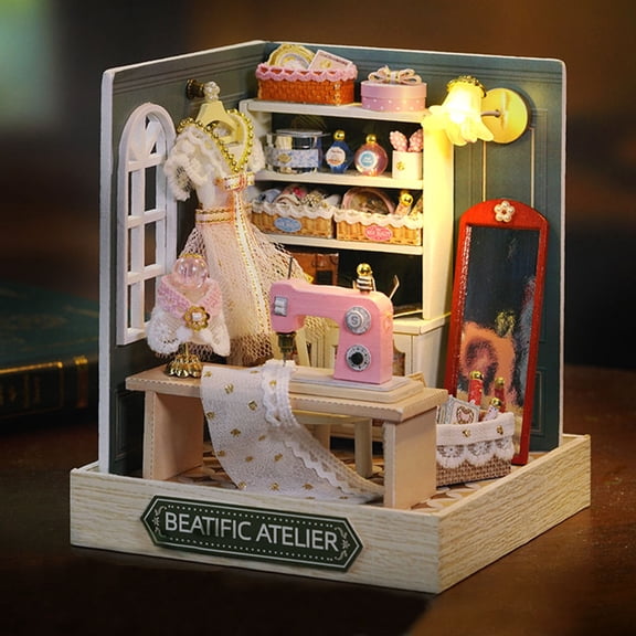 Diy Miniature Dollhouse Room Wood House With Furniture Wooden Craft Houses (Happiness Studio)