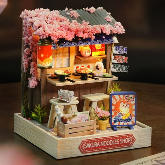Diy Miniature Dollhouse Room Wood House With Furniture Wooden Craft Houses (Sakura Noodle Shop)