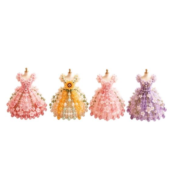 Diy Miniature Kit Beaded Princess Dress Making Set Creative Handmade Arts and Crafts Supplies for Home Desktop Display Decor