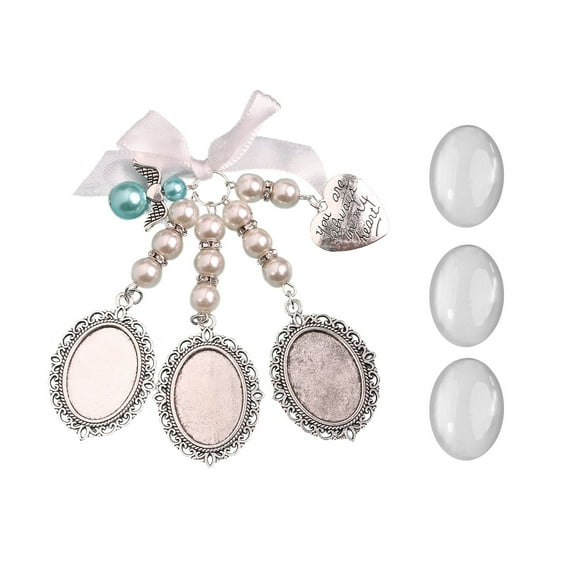 Diy Moonlight Gemstone Holder Photo Frame Brooch Gems Bottom Hold Family Photo Three Lace Frame Holder Brooch Pendant