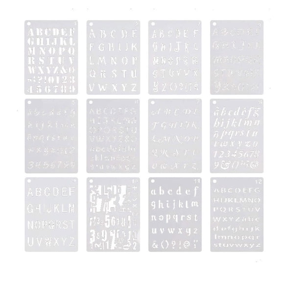 Supvox DIY Number Stencils Reusable Alphabet Number Templates White Plastic 12 Sheets