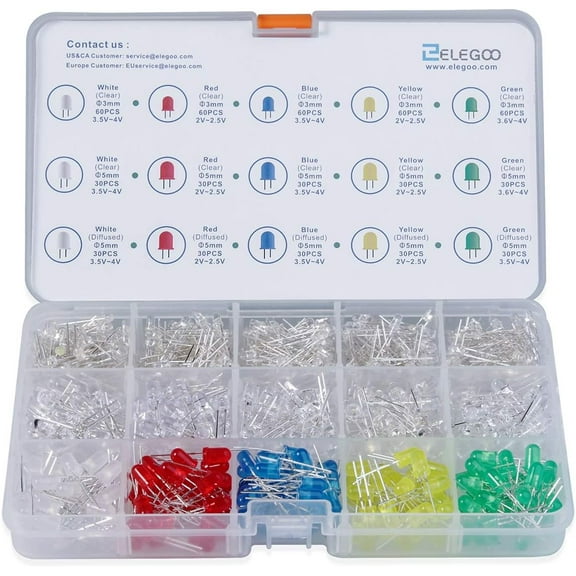 Diy Projects With Ultra Bright 3Mm & 5Mm Leds, Assorted 5 Colors For School Science Experiments