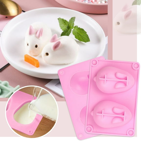 Diy Rabbit Shape Cake Baking Tool Mold,Silicone Bunny Mold for Candy and Easter,Pink Color,3D Cartoon Design for Baking and Crafts