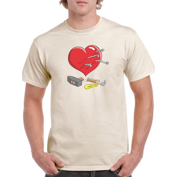 Diy Reapired Heart T-Shirt Men -Engin Selcuk Designs, Male 3X-Large