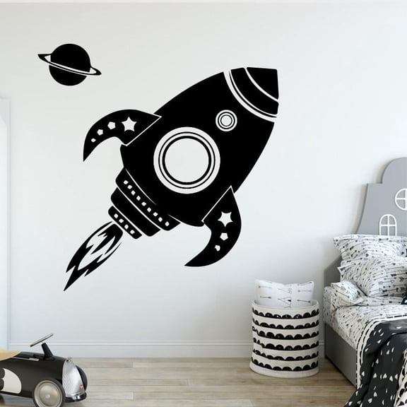 Diy Rocket Family Wall Stickers Mural Art Home Decor For Children's Room Home Party Decor Wallpaper 58x59cm