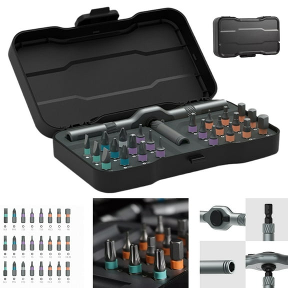 Diy Screwdriver 24 In 1, Upgrade 24 In 1 Multi Bit Magnetic Screwdriver Set, Magnetic Screw Driver Set, Multi-purpose Ratchet Wrench Screwdriver S2 Magnetic Bits, Detachable T Ratchet Handle 1pc