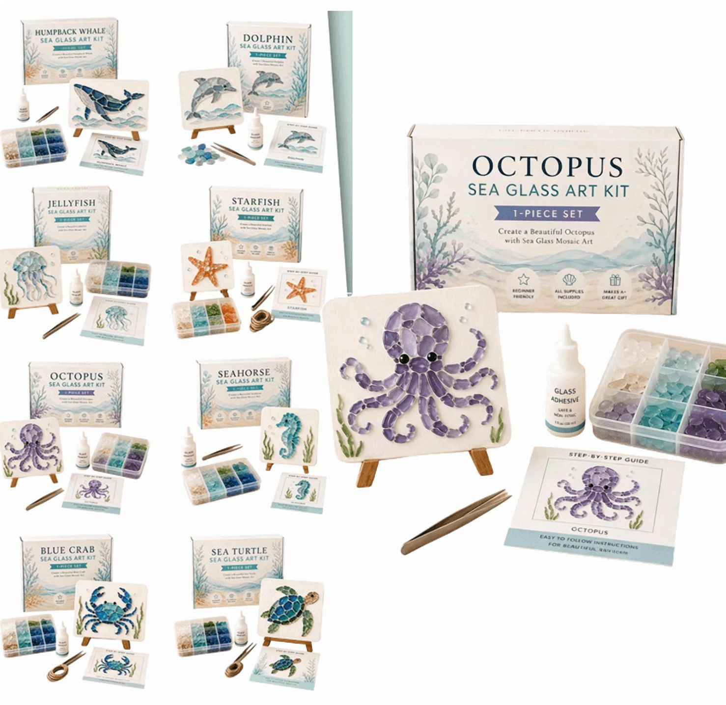 シーグラスアート＃179 kaz2点 Diy Sea Glass Art Kit, Sea Glass Decor, Craft Supplies & Materials