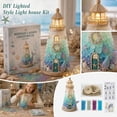 thumbnail image 1 of Diy Sea Glass Lighthouse with Mermaid Decorations, 1 Complete Craft Kit, Lighted Wooden Model for Tabletop Display, Decoration, 1 of 6
