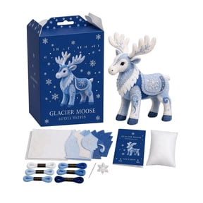 Diy Sewing Bundle, Needle and Thread Kit for Adults, Craft Supplies for Adults, Sewing Trim & Embellishments, Full Set with Instruction Booklet to Create Winter Moose Stuffed