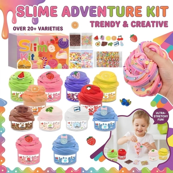 Diy Slime Making Kit for Girls, Dumpling Squishy, Fluffy Butter Slime Set with Charms & Glitter, Arts and Crafts Sensory, Perfect Easter Gift, Valentines Day or Birthday Gift A