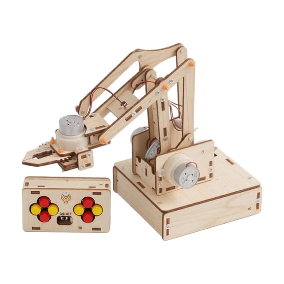 Diy Stem Kits Wireless Remote Control Robotic Arm Kit, Build Your Own Mechanical Claw with Wooden Parts, Educational Science Kits A