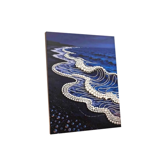 Diy Textured Cartoon Wall decor Canvas, Hand-Assembled Beach Style Artwork with A Full Set of Pearls, Home decor Living Room Wall decor for Bedrooms, offices, Coastal Themed