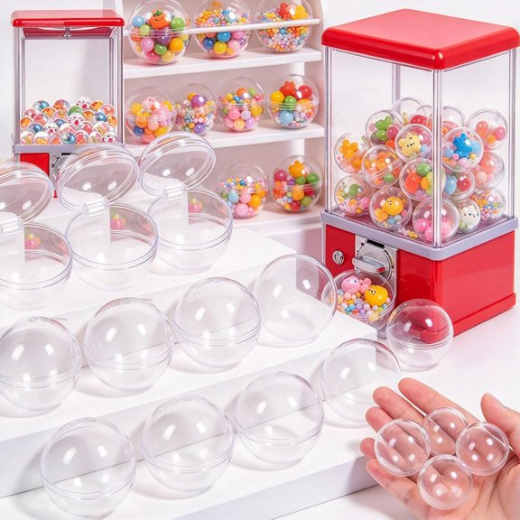 Diy Vending Gumball Machine Capsules,Clear Fillable Plastic Balls That Open,For Advent Calendars
