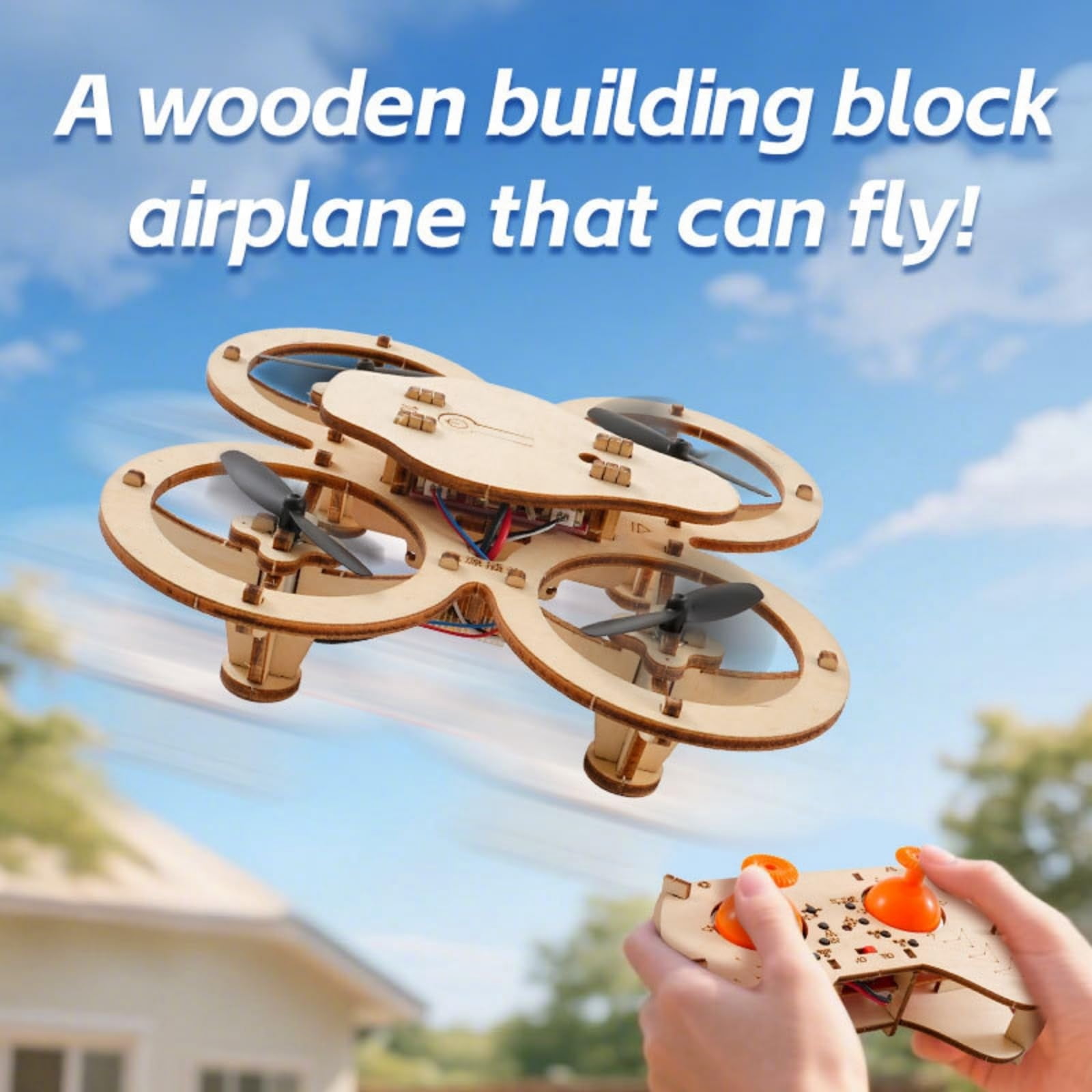 Diy Wooden Quadcopter Rc Drone Kit, 4-Axis Stable Flight, Learning Stem Toy For All Ages & S