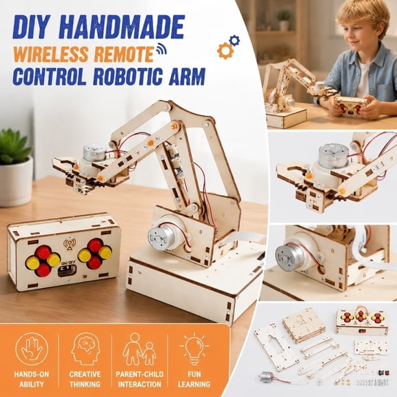 Diy Wooden Wireless Remote Mechanical Arm, Hobby Building Toys, Engineering Kit, Kids Activity Kit, Building Construction Toys, Hand-Assembled Wood Craft Robot Arm, Hobby