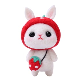 Diy Wool Felts Craft Kit For Adults And Kids 14+ Cute Pattern Poke Felting Set For Making Rabbit Or Strawberry Plush