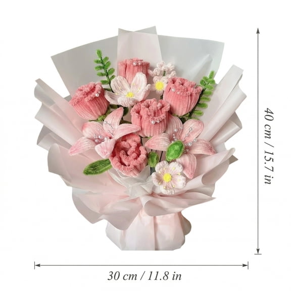 Diy Woven Flower Bouquet Kit, Complete Material Set for Roses and Lilies, Handmade Gift Project for Mother'S Day and Special Occasions