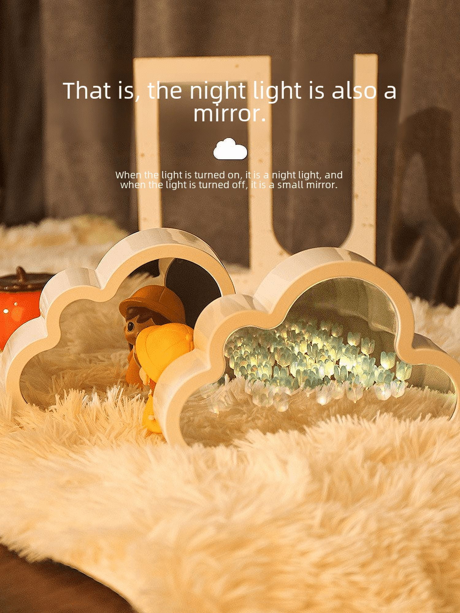 Diy handmade cloud Tulip mirror night light luminous decoration ...