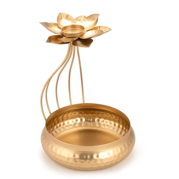 Diya Shape Flower Decorative Urli Handcrafted Bowl for Floating Flowers and Tea Light Candles Home,Office and Table Decor| Diwali Decoration Items for Home T-Light Pack of 1