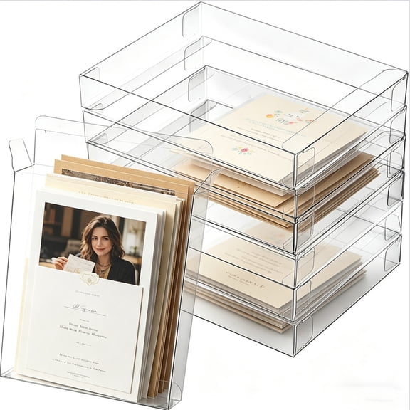 Diyannol 15Pcs Clear Box for Greeting Cards 4.5 x 6 x 1 Inch Plastic Photo Storage Organizer Rectangle Small Boxes for Packaging Retail Party Gifts Wedding Business