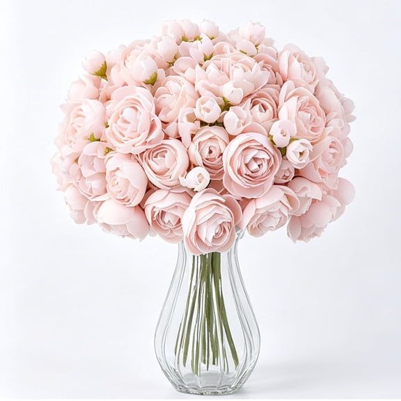 Diyannol 36Pcs Pink Ranunculus Artificial Flowers 11.8 inch Faux Silk Ranunculus Bouquet ake Filler Flowers for DIY Bouquets for Holiday Arrangements & Large Event Centerpieces