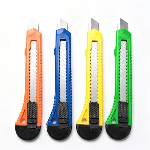 Diyannol 4Pcs Box Cutters Retractable Utility Knife 5.9 inch Multicolor Snap Off Paper Knife Wide Blade Cutter Compact Razor Knife for Office Home Work