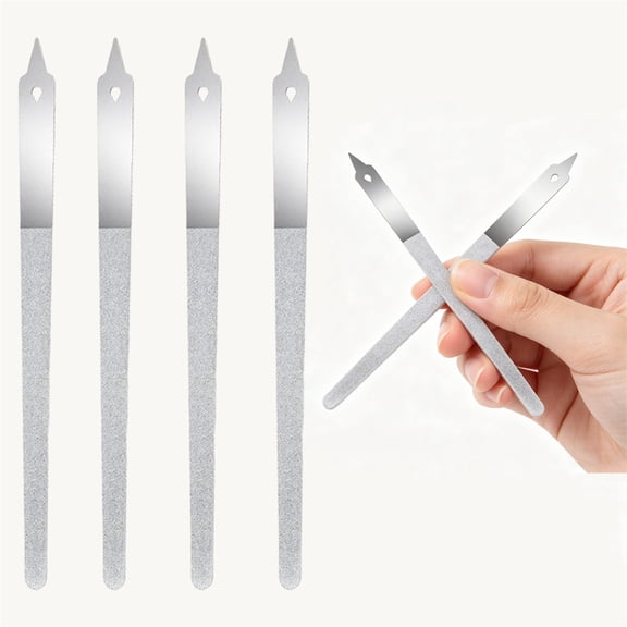 Diyannol 4Pcs Diamond Deb Nail File with Anti-Slip Handle 6.1 Inch Double Side Nail File Stainless Steel Nail Files with Sharp Pointed Tip for Women and Men