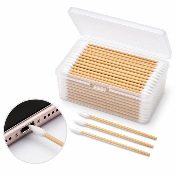 Diyannol 500Pcs Cotton Cleaning Swabs with Storage Case 6 Inch Pointed Tip Swabs with Bamboo Stick Disposable Makeup Touch Up Correcting Beauty Tools