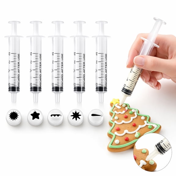 Diyannol 5Pcs Mini Cupcake Icing Piping Kit with 5 Cylinder Tiny Cake Frosting Tip, Mini Cake Decorating Tips Clay Nozzles for Cupcake DIY Frosting Icing Decoration