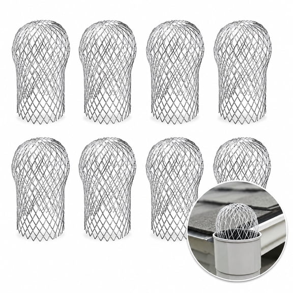 Diyannol 8Pcs Gutter Downspout Guard 3.5 inch Expandable Leaf Filter Strainer Gutter Downspout Protectors Stop Blockage Leaves Debris Net Cover Gardening Tools