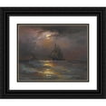 thumbnail image 1 of Diyarbakirli Tahsin 14x12 Black Ornate Wood Framed Double Matted Museum Art Print Titled: On High Seas, By&nbsp;Moonlight (1919), 1 of 5