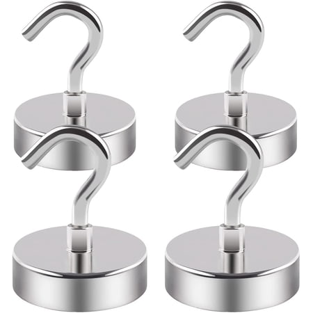 Diymag Rust Resistant Hanging Hardware Hooks, Metal Silver, (4 Pack)