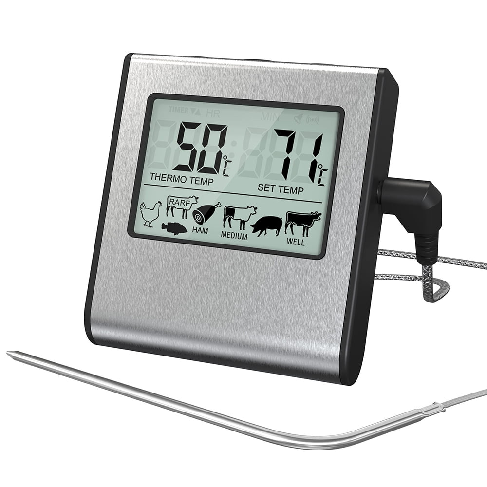 Diymore Digital Meat Thermometer with Touchscreen LCD with Long Probe Kitchen Timer for Smoker
