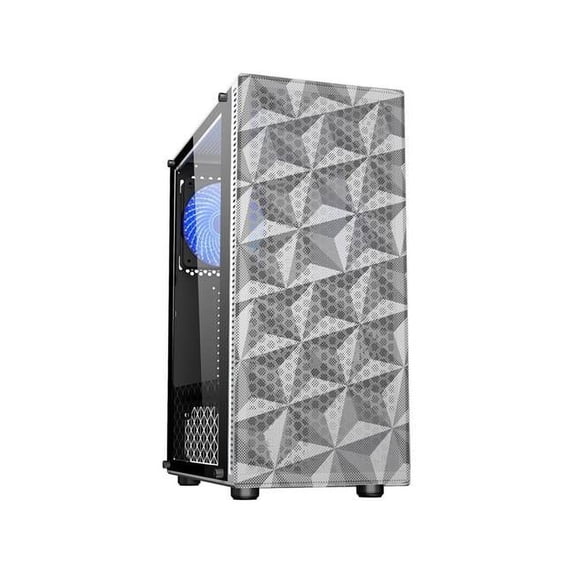 Diypc DIY-Mesh-W Tempered Glass ATX Mid Tower Computer Case, Black & White