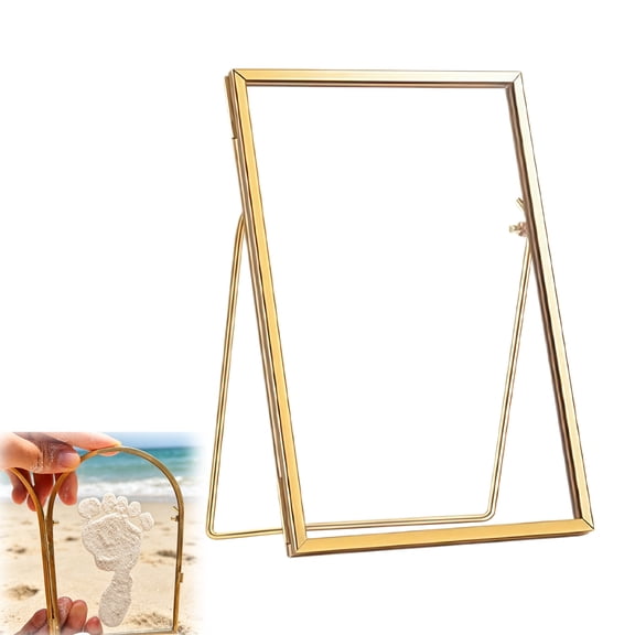 Diys Baby Hand and Footprint Kits Keepsakes Frame Floating Glass Frame for Pressed Flowers Baby & Pet Keepsakes Frame,