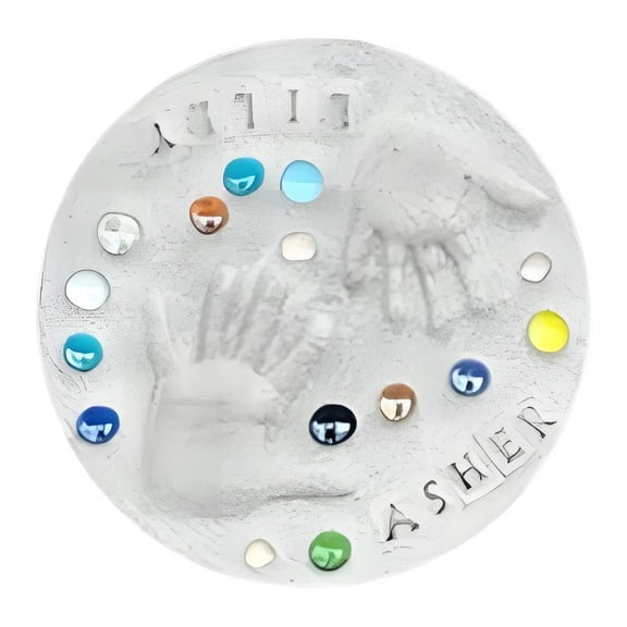 Diys Handprint Stepping Stone Set Family Keepsakes Gift with Molds Letter Stamps,Colored Stone,Dry Cements Outdoor Indoor