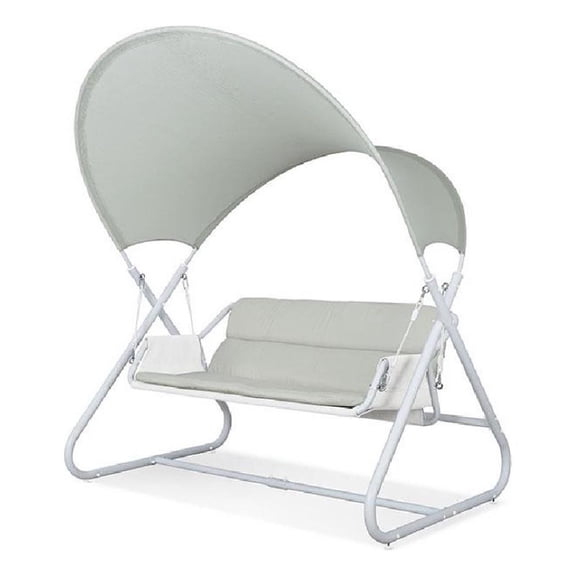 Diz Outdoor Hanging  Double Swing Sofa Chair-White Powder Coated Steel