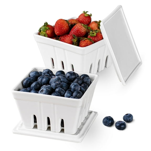 Dizada Ceramic Berry Basket with Lids