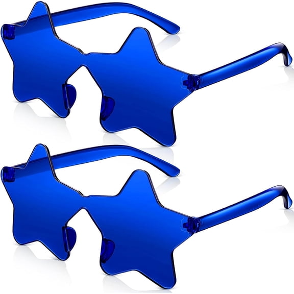 DizeyBoyo 2 Pcs Star Shape Rimless Sunglasses Transparent Candy Color Sunglasses Party Favor for Girls Boys Women