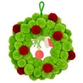 thumbnail image 1 of DizeyBoyo Christmas Front Door Wreath Green Pom-pom Wreath Cute Wooden Green Elf Hand Christmas Wreath Decorations Indoor Outdoor (Green, 33cm/13.2inch), 1 of 6