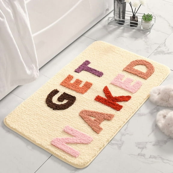 DizeyBoyo Get Naked Bath Mat Cute Bathroom Rugs Funny Non Slip Bathtub Decor Mats Super Absorbent Floor Carpet Machine Washable Bahtmat for Tub, Shower, Bedroom (16x24 inch)