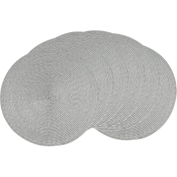 DizeyBoyo Round Braided Placemats Set of 6 Round Table Mats for Dining Tables Natural Woven Heat Resistant Place mats 15 Inch (Grey B)