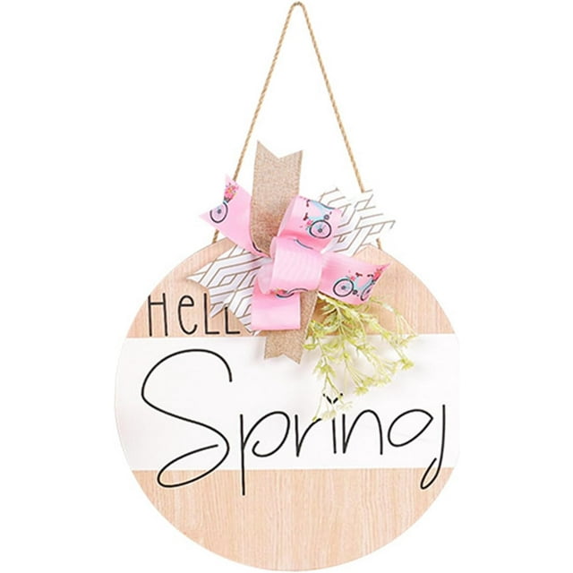 DizeyBoyo Spring Welcome Sign for Front Door Round Wood Sign Hanging ...