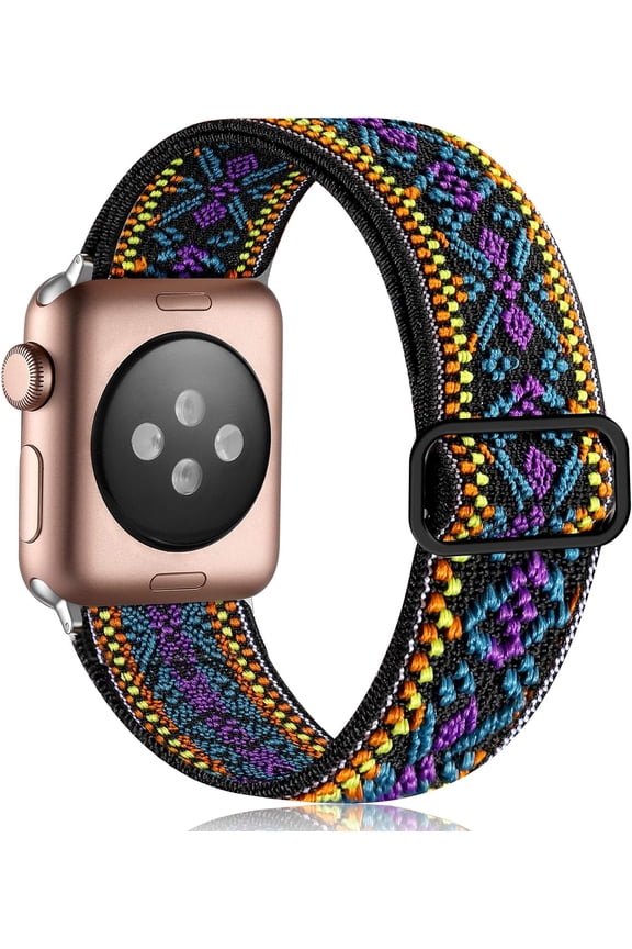 Stretchy Nylon Solo Loop Compatible with Apple Watch Bands for Women 40mm 41mm 38mm 42mm 44mm 45mm 46mm 49mm, Adjustable Elastic Braided Strap for iWatch Series 10 9 8 7 6 5 4 3 2 SE Ultra 2