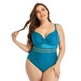 thumbnail image 1 of DizeyBoyo Women's Plus Size One Piece Swimsuit V Neck Tummy Control Hollow Out Swimwears Bathing Suits, M-4XL, 1 of 6