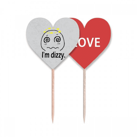 Dizzy Black Cute Chat Face Cartoon Toothpick Flag LOVE Heart Lable Cupcake Pick
