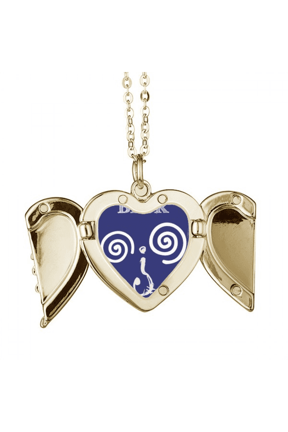 Dizzy Blue Emotion Question Mark Folded Wings Peach Heart Pendant Necklace