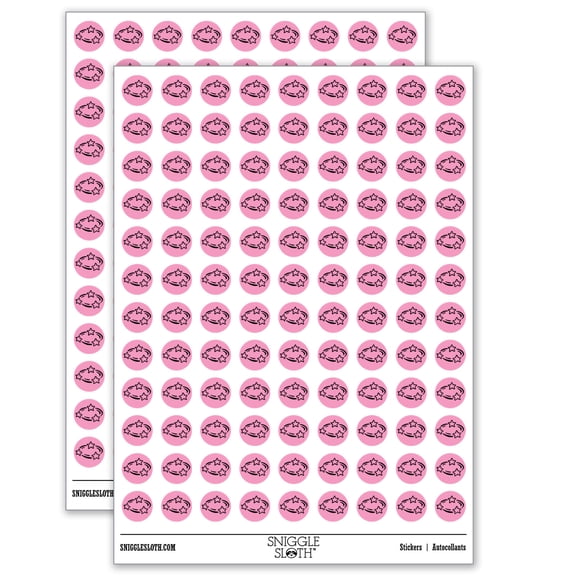 Dizzy Confused Circling Stars Cartoon 200+ Round Stickers - Matte Finish - 0.50" Size - Light Pink