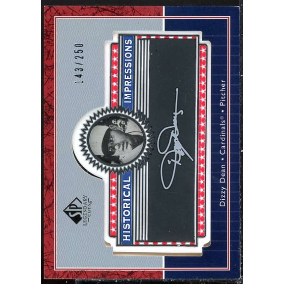 Dizzy Dean Card 2003 SP Legendary Cuts Historical Impressions Silver #DD