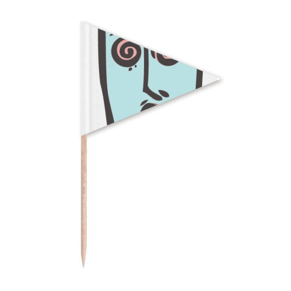Dizzy  Face Sketch Face Cartoon Toothpick Triangle Cupcake Toppers Flag
